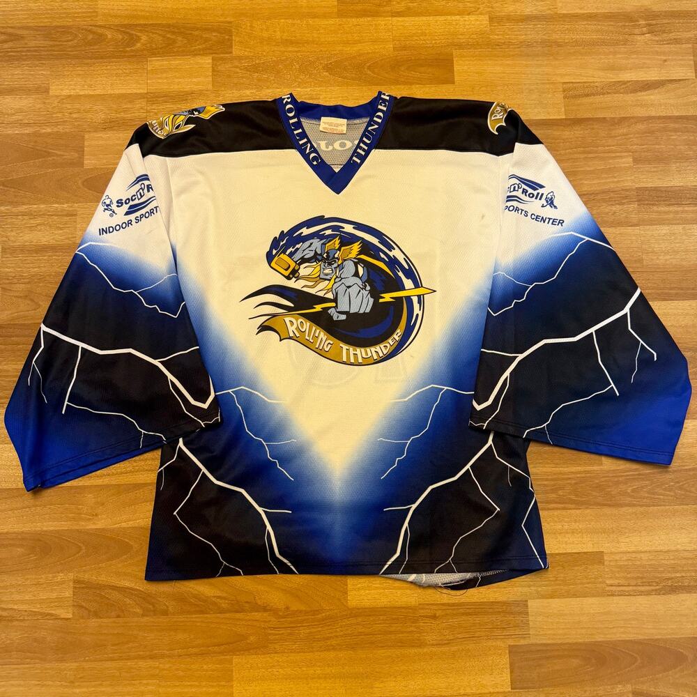 Men's Vintage Rolling Thunder Tampa Bay Lightning White Hockey Jersey Sz Large
